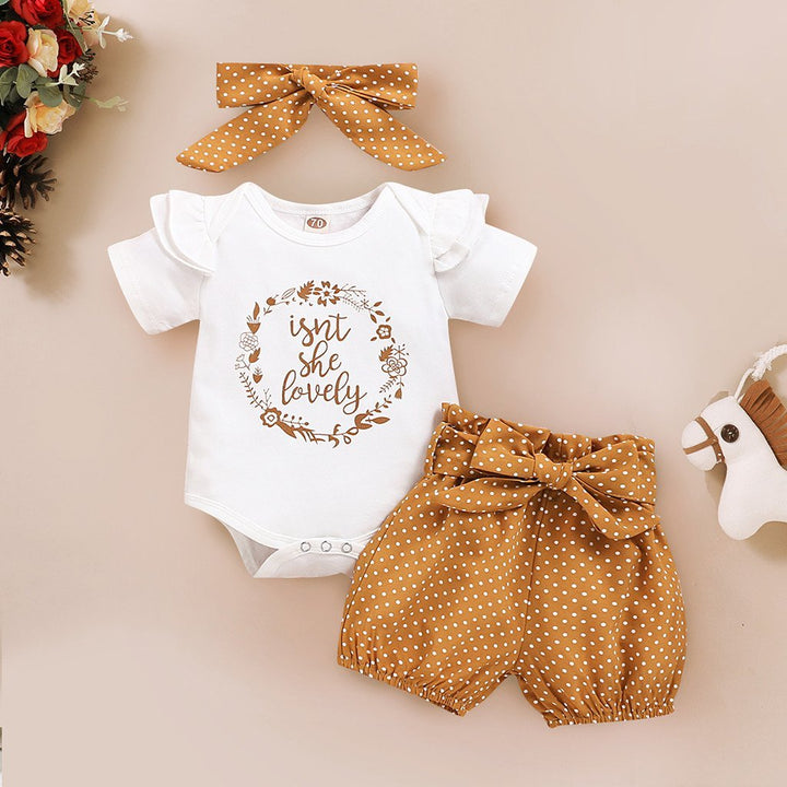 Lovely Polka Dots Printed Baby Set - MomyMall White / 0-3 Months