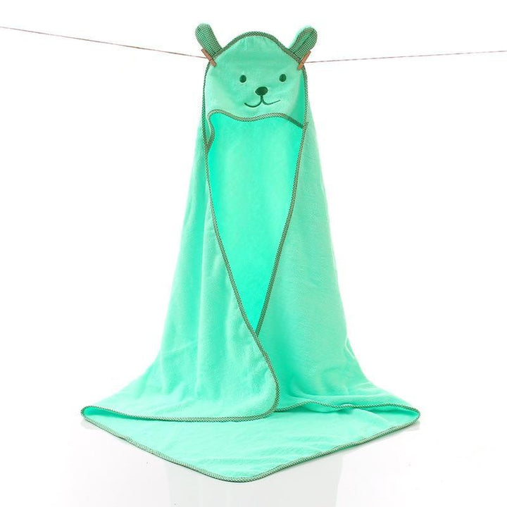 Kids Boy GirlCotton Towel Hooded Blanket Bathrobe Pajamas - MomyMall Green / 0-3 Years