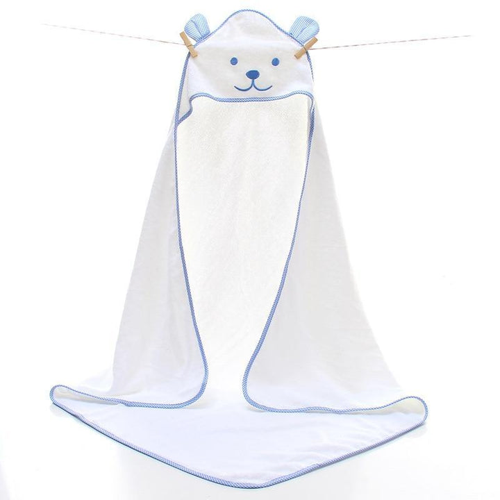 Kids Boy GirlCotton Towel Hooded Blanket Bathrobe Pajamas - MomyMall Blue White / 0-3 Years