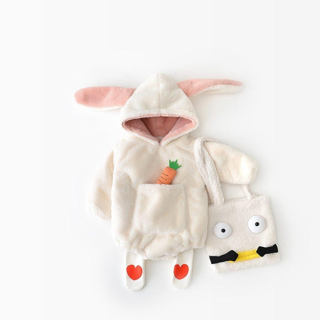 Infant Baby Girl Warm Thick Fleece Hooded Bodysuit Romper