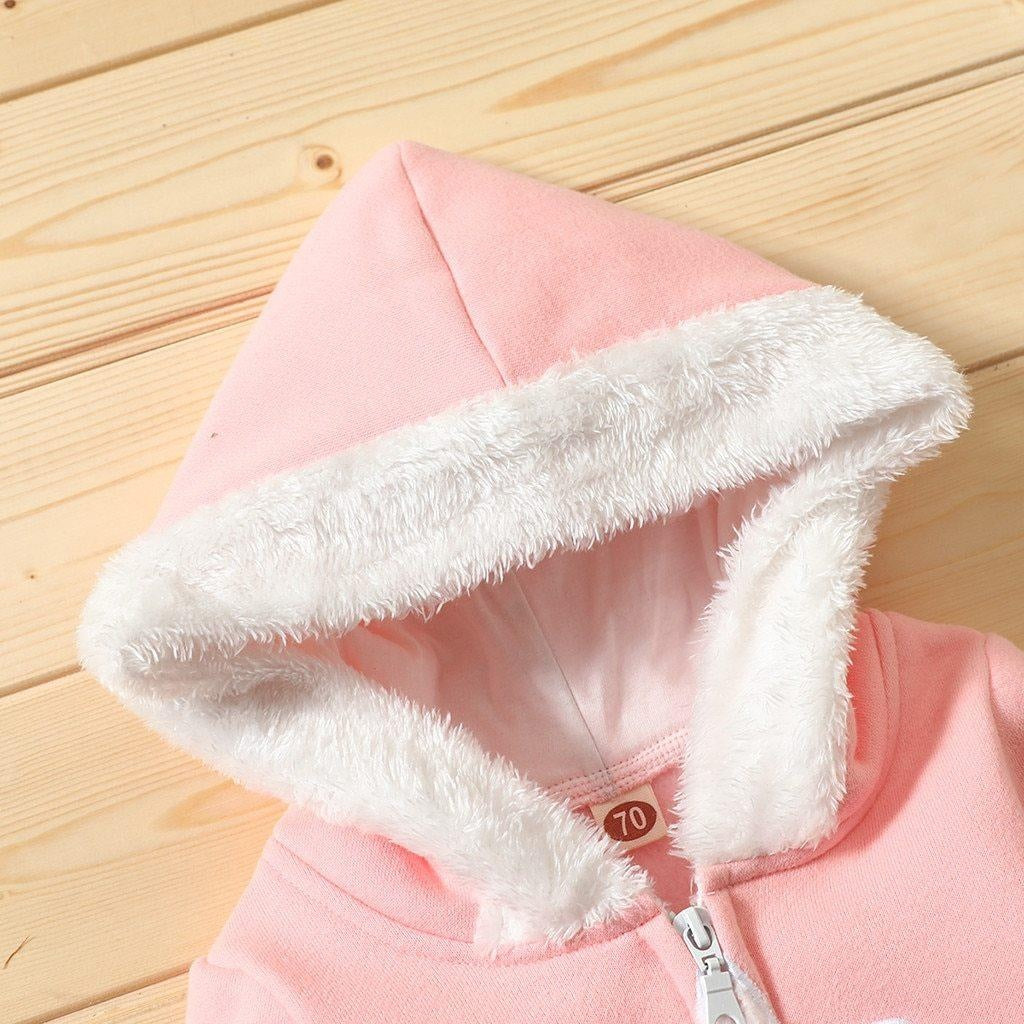 Baby Girls Winter Warm Jumpsuit Thick Romper Outfits Soft Zipper Pockets - MomyMall