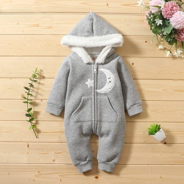 Baby Girls Winter Warm Jumpsuit Thick Romper Outfits Soft Zipper Pockets - MomyMall