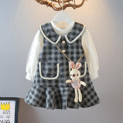 Girl Spring Autumn Fashion 2 Pcs Dress Outfits - MomyMall Grey / 1-2 Years