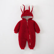 Baby Jumpsuit Thicken Hooded Zipper Big Ear Bunny Rabbit Romper