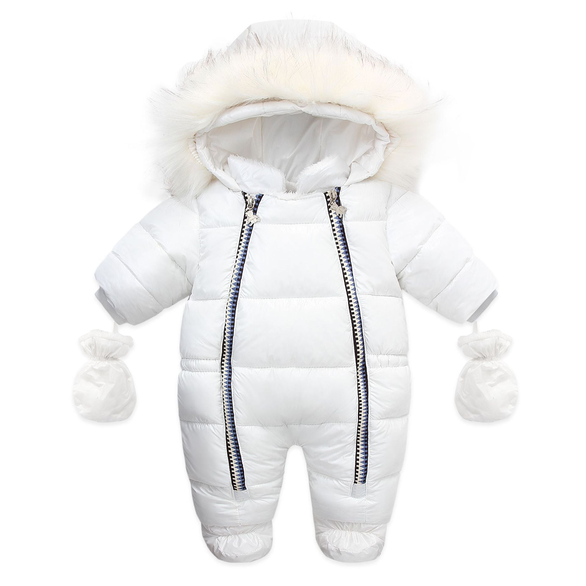 Infant Newborn Baby Winter Warm Hooded Romper Solid Color Overalls Jumpsuit - MomyMall