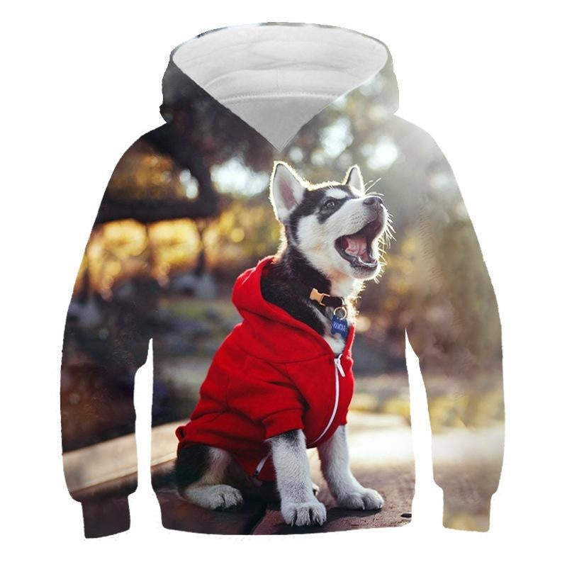 Kids 3D Print Cartoon Animal Loose Long Sleeve Hoodie