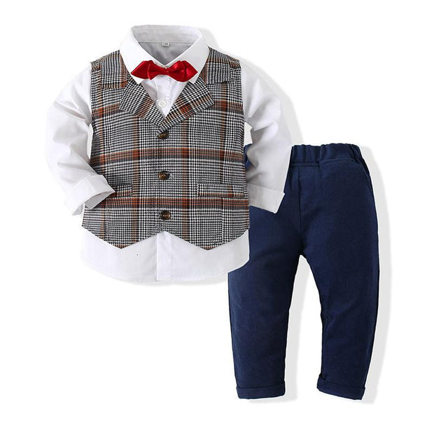 Spring Autumn Baby Boy Set Suits Korean Formal 3 Pcs Set