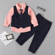 Baby Boy Bow Tie Vest Formal 3 Pcs Suits - MomyMall Red / 3-6 Months