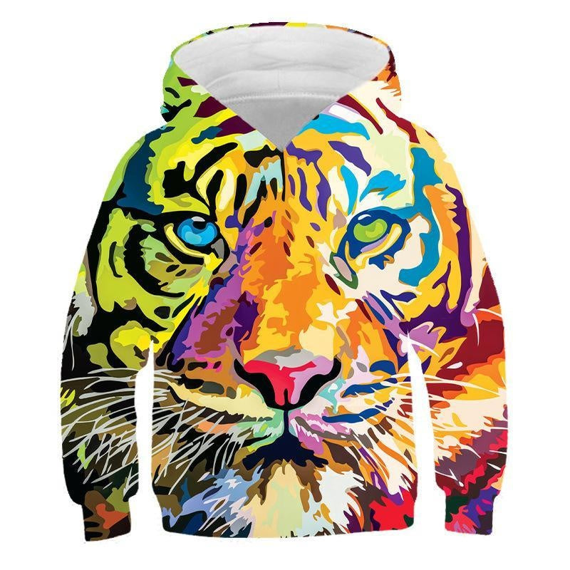 Kids 3D Print Cartoon Animal Loose Long Sleeve Hoodie