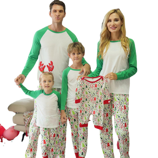 Family Matching Christmas Parent-child Homewear Suit Daily Pajamas - MomyMall Green / Dad-M
