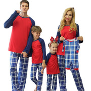 Family Matching Plaid Printed Pajamas Mother Daughter Parent-child Wear - MomyMall Blue / Dad-M