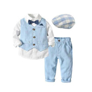 Gentleman Suit Baby Boy Set Formal Striped 3 Pcs - MomyMall blue / 6-12 Months