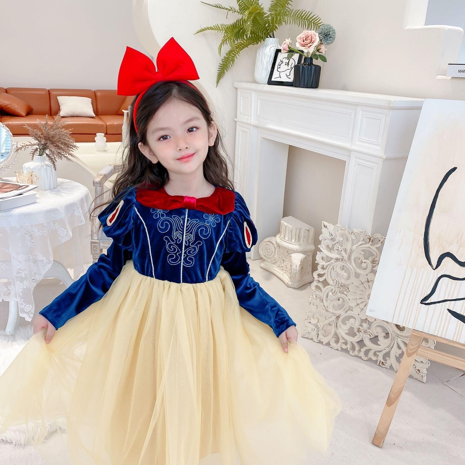 Kid Girl Ins Princess Dress Snow Christmas White Dresses - MomyMall