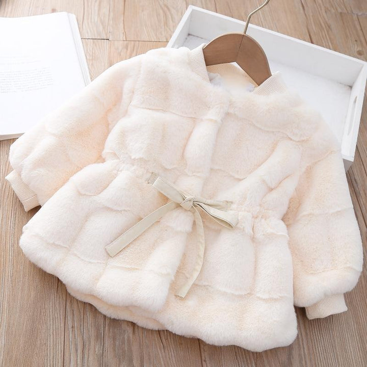 Winter New Girls Fashion Imitation Mink Fur Coat - MomyMall White / 6-12M