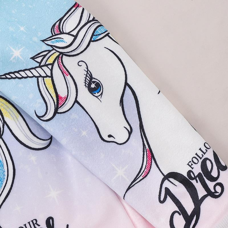 Girl Autumn Winter Plus Velvet  Unicorn Sweatshirt