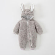 Baby Jumpsuit Thicken Hooded Zipper Big Ear Bunny Rabbit Romper