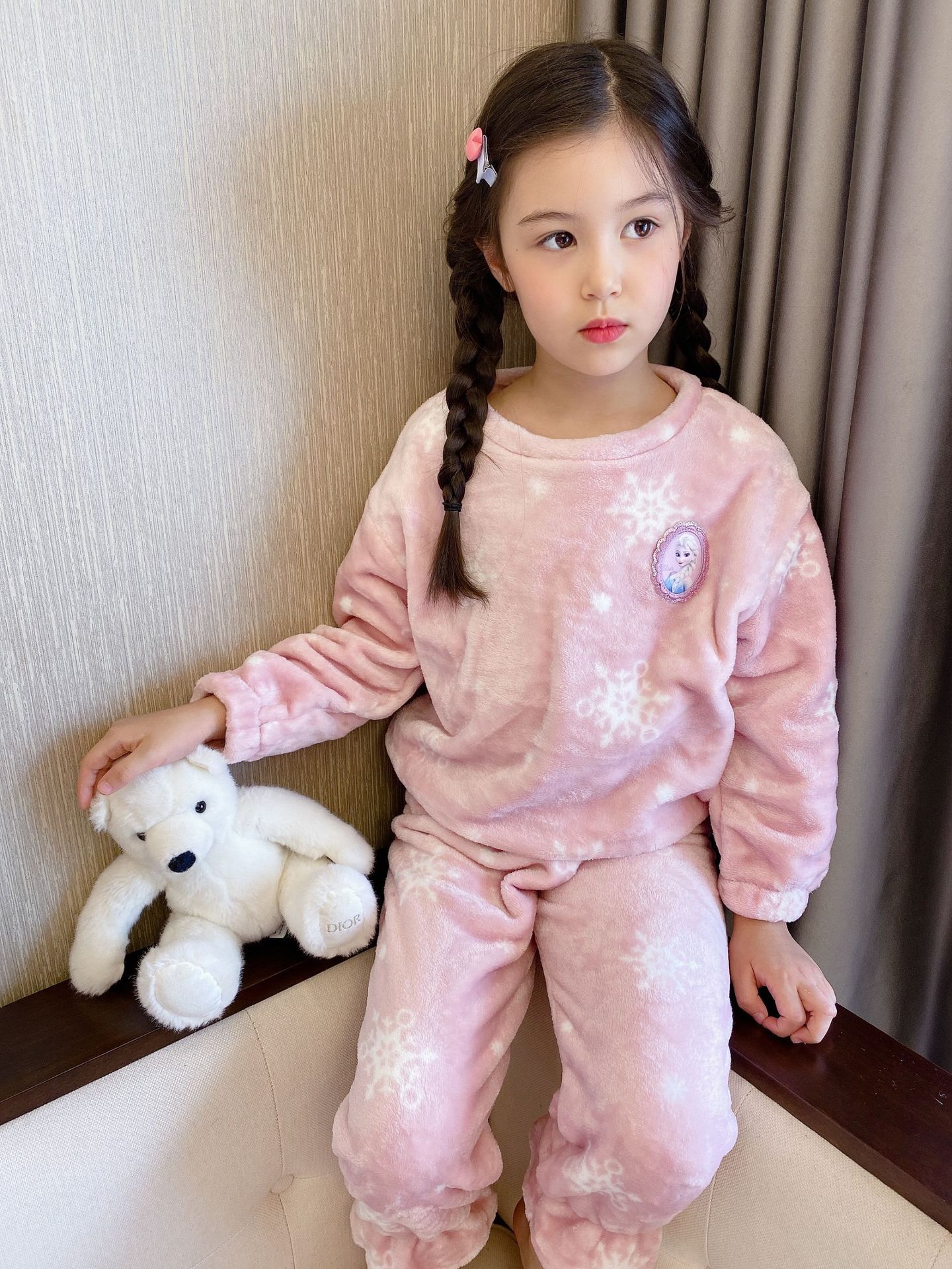 Coral Velvet Pajamas New Kid Baby Girls Winter Sleepwear