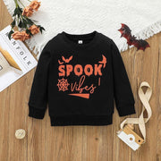 Halloween-Sweatshirt mit modischen Buchstaben für Kinder, Jungen und Mädchen