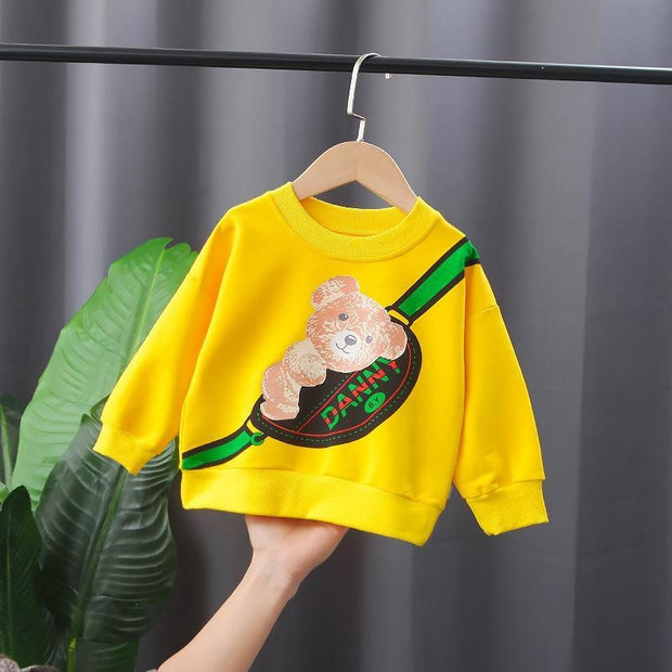 Baby Toddler Autumn Spring Sweatshirts Long-sleeved Tops - MomyMall yellow / 6-12 Months