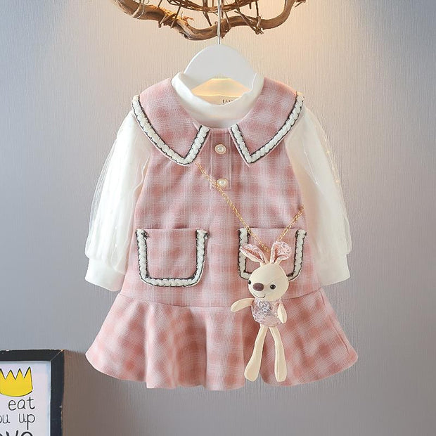 Girl Spring Autumn Fashion 2 Pcs Dress Outfits - MomyMall Pink / 1-2 Years