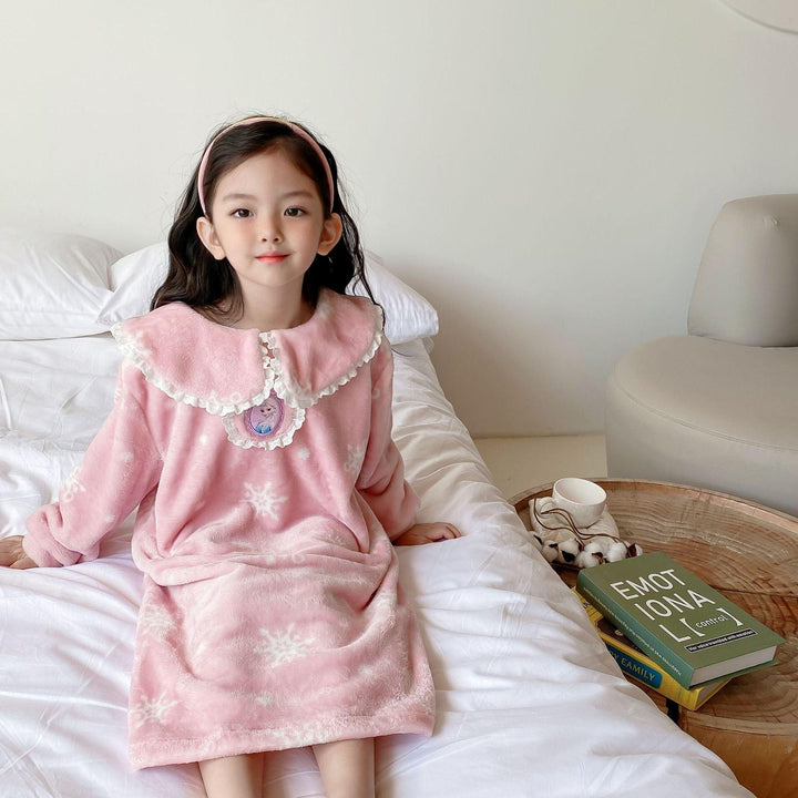 Baby Kid Girls Pajamas Coral Fleece Thickened Sleepwear - MomyMall