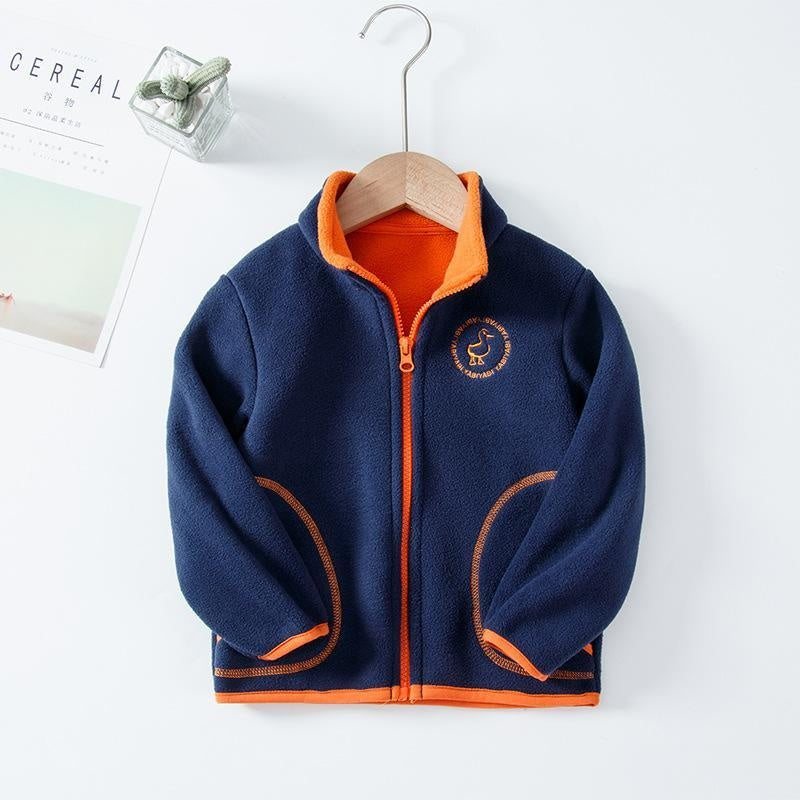 Kid Boy Girl Casual Jacket Hooded  Double-sided Zipper Coats