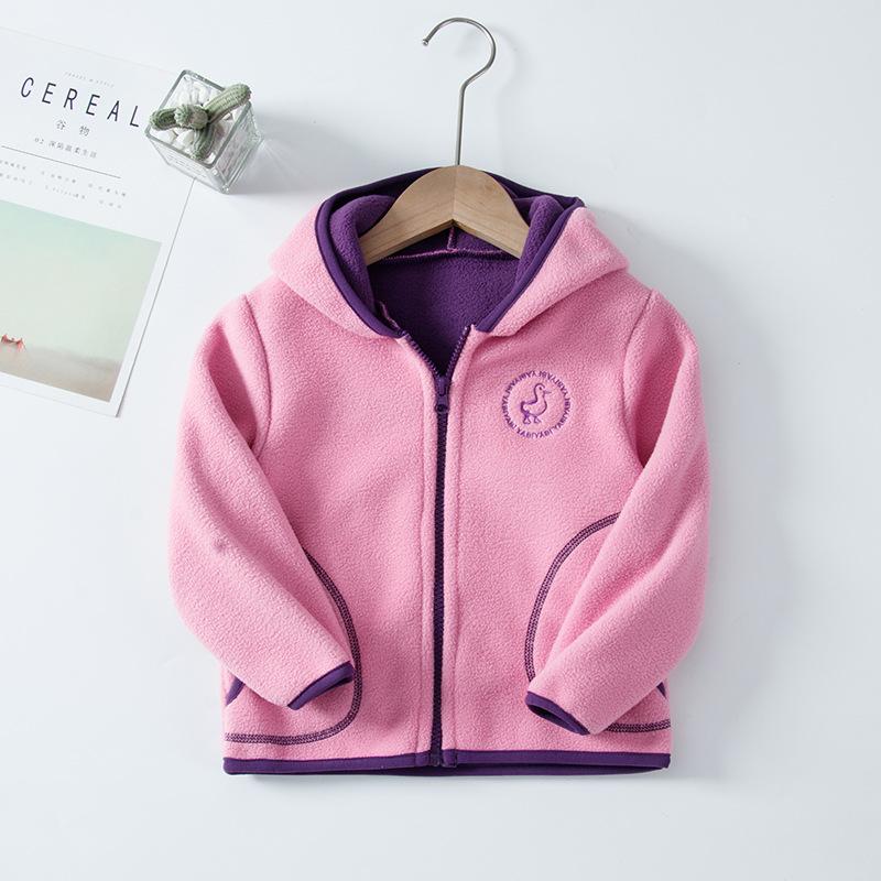 Kid Boy Girl Casual Jacket Hooded  Double-sided Zipper Coats