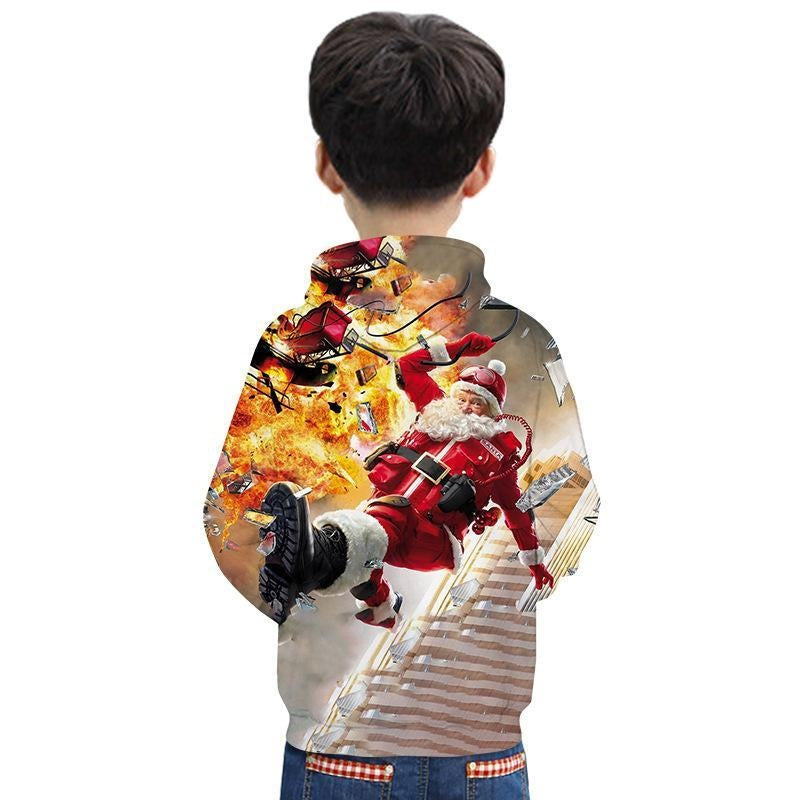 Kid Boy Girl 3D Santa Print Christmas Hoodie