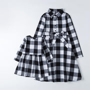 Family Matching Parent Child Dress Stripe Printed Long Sleeve Round Dress