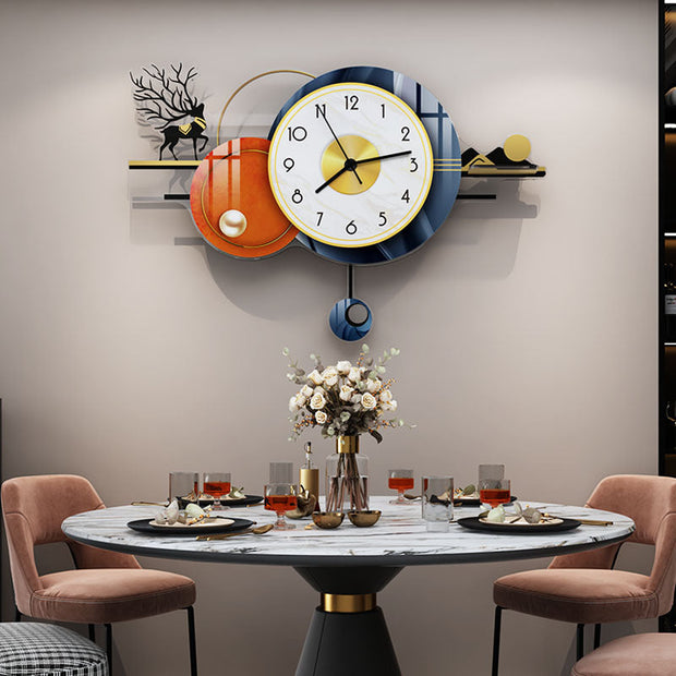 Horloge murale de décoration de luxe légère Horloge - Restaurant de bureau à domicile Horloge murale créative 
