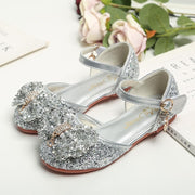 Girl Leather Shoes with Rhinestone Sequined Princess Shoes - MomyMall Silver / US8.5/EU25/UK7.5Toddle