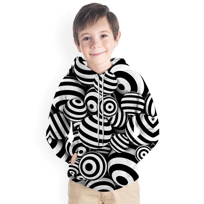 Kid Boy Color Vortex Printing 3D Fashion Hoodie