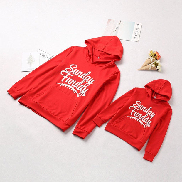 Family Matching Letter Print Hooded Parent-child Shirts - MomyMall