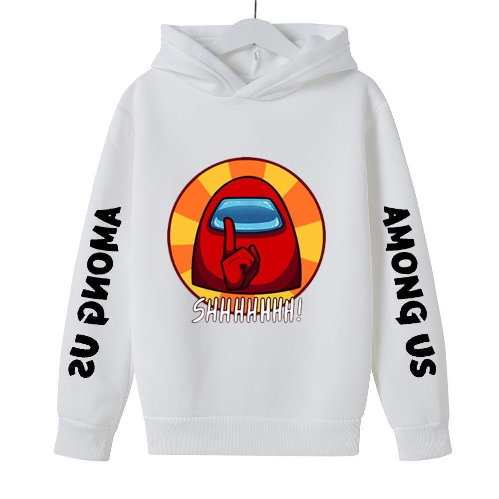 Kids Girl Boy Among US Peripheral Printed Hoodie - MomyMall white / 2-3 Years