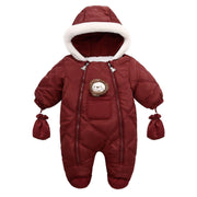 Thick Warm Infant Baby Jumpsuit Hooded Fleece Winter Autumn Overalls Romper - MomyMall