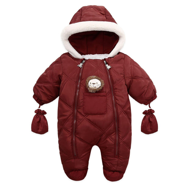 Thick Warm Infant Baby Jumpsuit Hooded Fleece Winter Autumn Overalls Romper - MomyMall