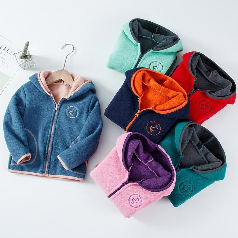 Kid Boy Girl Casual Jacket Hooded  Double-sided Zipper Coats