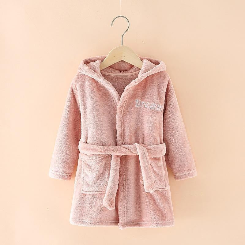 Boy Girl Bathrobe Winter Cartoon Nightgown Pajamas - MomyMall pink / 2-3 Years