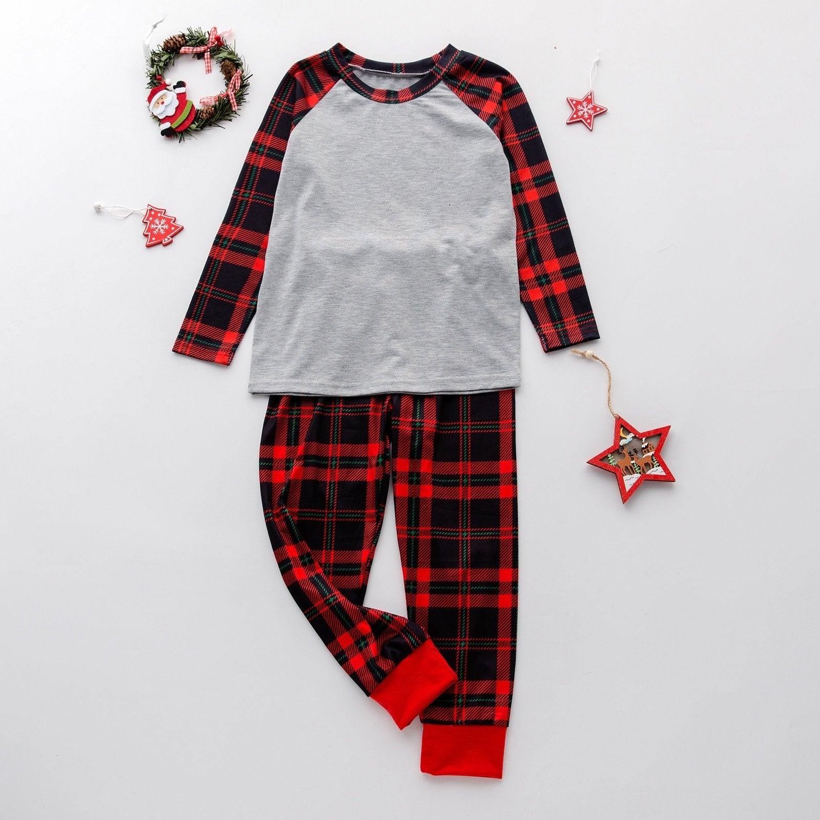 Family Matching Christmas Parent-child Pajamas Suits Mom Dad Kids Set