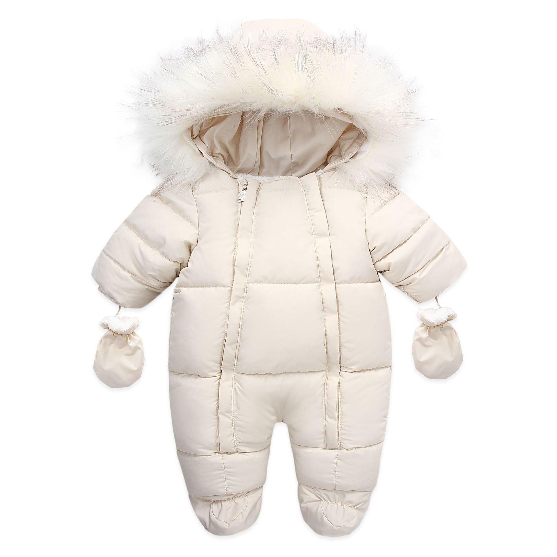 Baby Girl Boy Thermal Set Romper Winter Warm Cotton Jumpsuit Solid Color