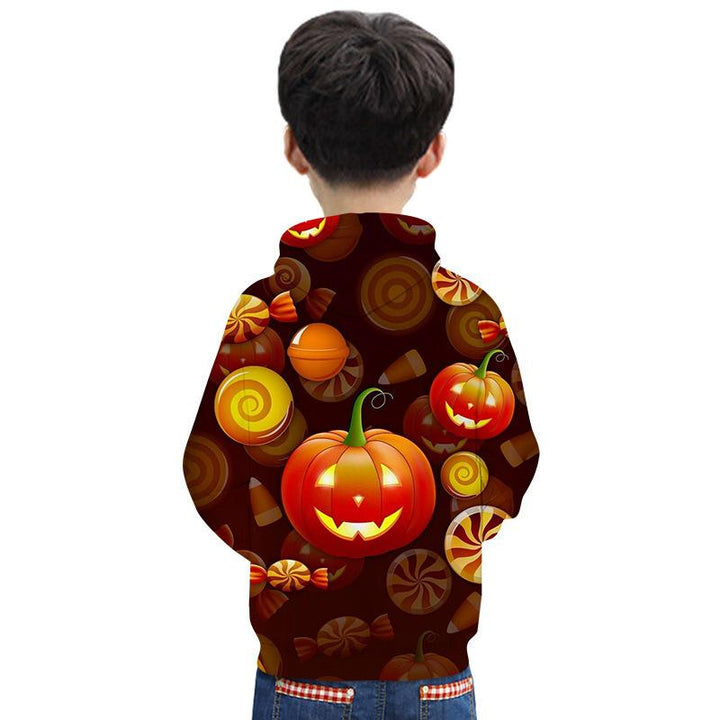 Kid Boy Girl Halloween Pumpkin Candy 3D Print Hoodie