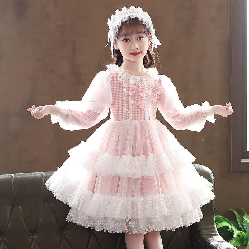 Girls Lolita Princess Dress - MomyMall Pink / 2-3 Years