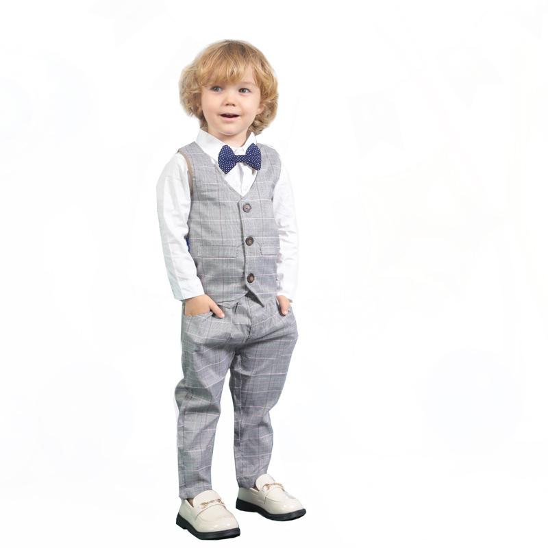 Gentleman Baby Boy Set Plaid Fashion Suits Formal 2 Pcs - MomyMall