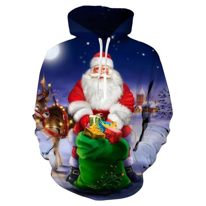 Kid Boy Girl Cartoon Christmas Santa Claus 3D Print Hoodie - MomyMall