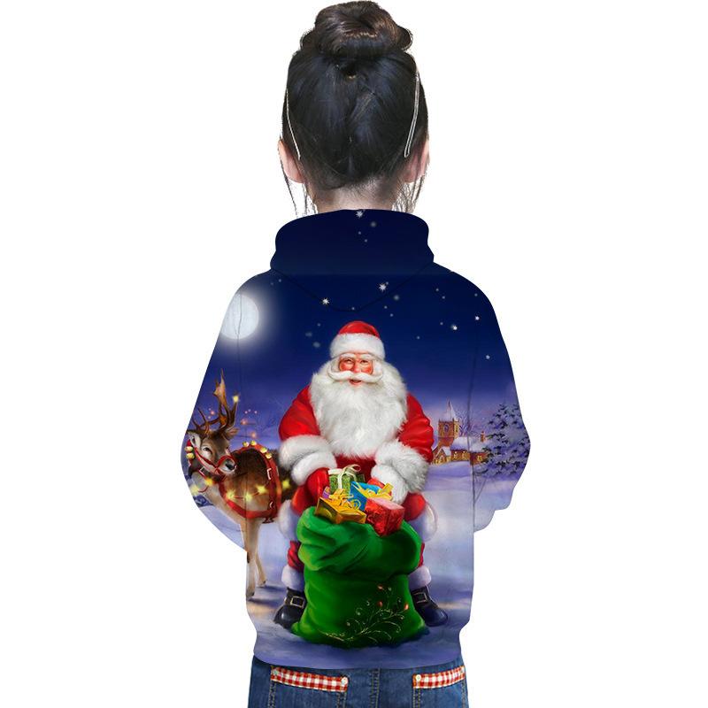 Kid Boy Girl Cartoon Christmas Santa Claus 3D Print Hoodie - MomyMall