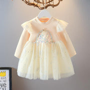 Girl Boutique Autumn Princess Fluffy Dress - MomyMall Beige / 6-12 Months
