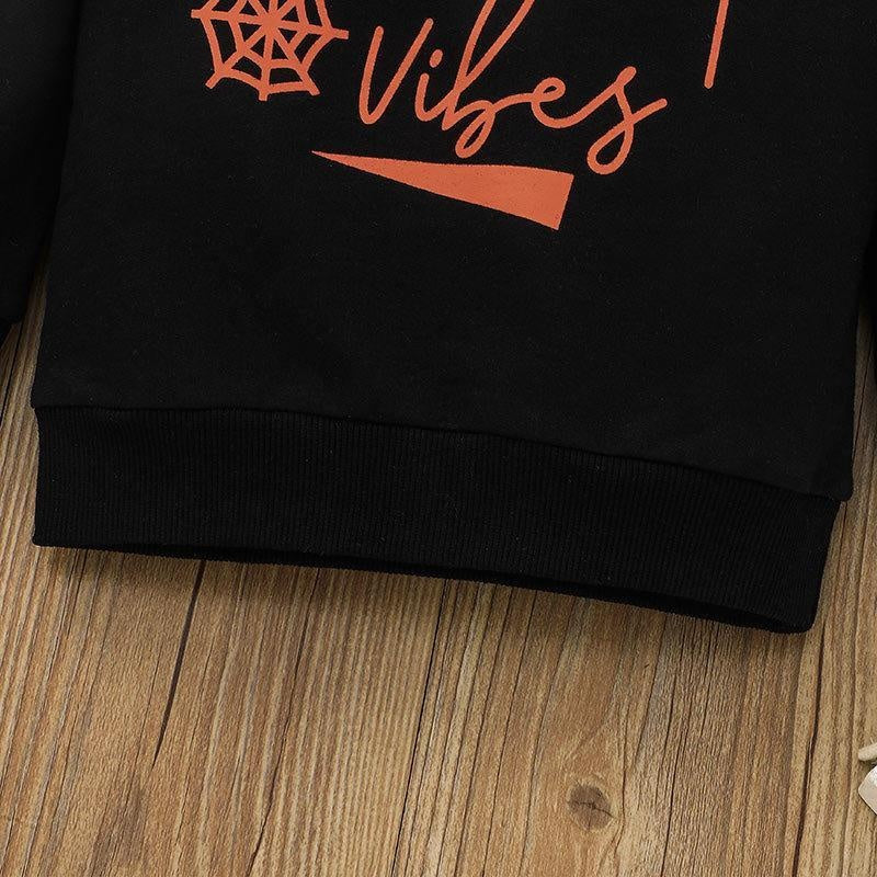 Halloween-Sweatshirt mit modischen Buchstaben für Kinder, Jungen und Mädchen