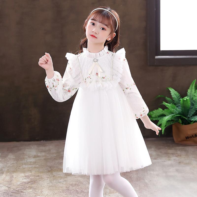 Girls Mesh Chiffon Princess Dress - MomyMall White / 2-3 Years