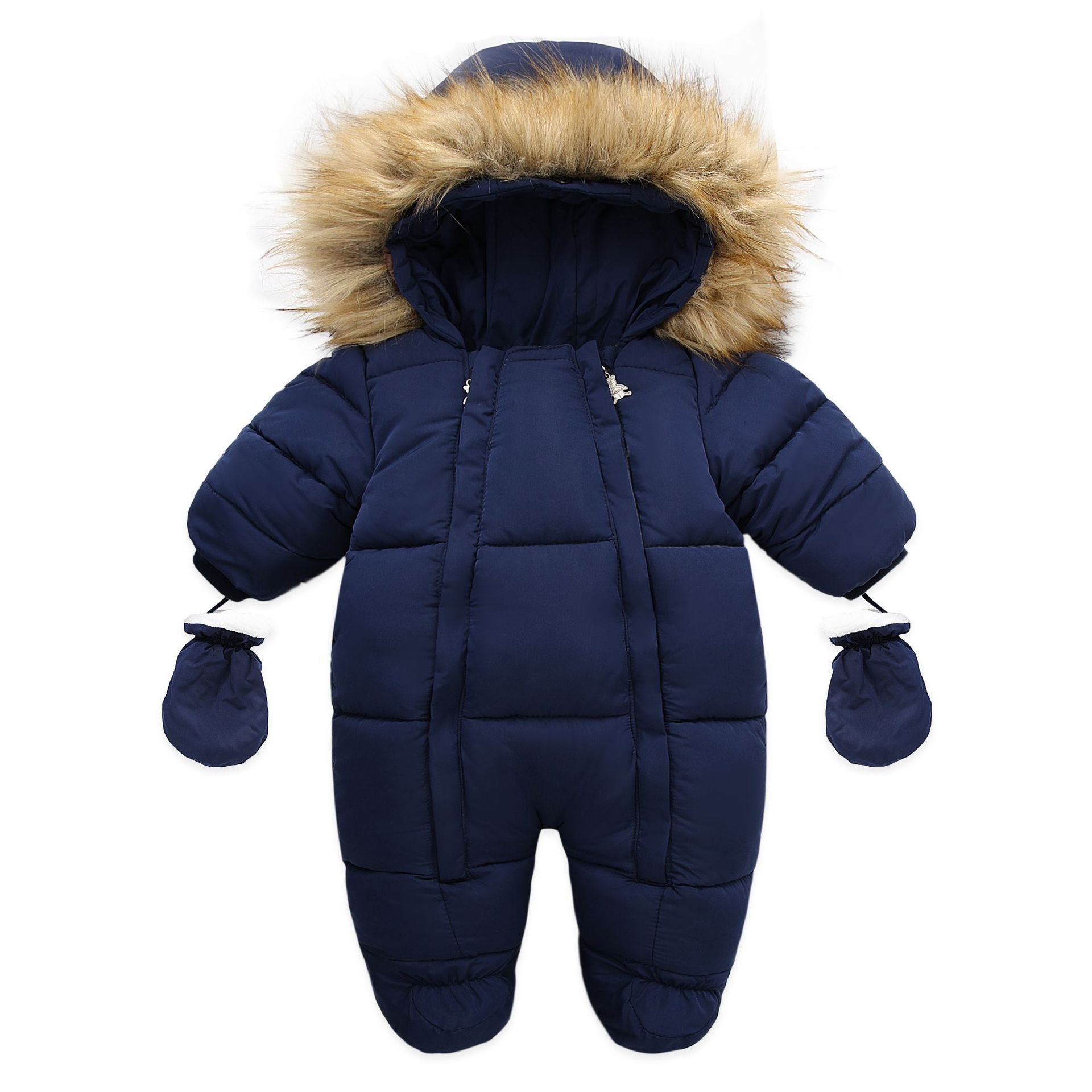 Baby Girl Boy Thermal Set Romper Winter Warm Cotton Jumpsuit Solid Color