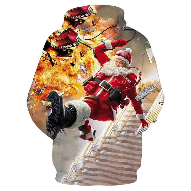 Weihnachts-Hoodie mit 3D-Weihnachtsmann-Aufdruck für Kinder, Jungen und Mädchen